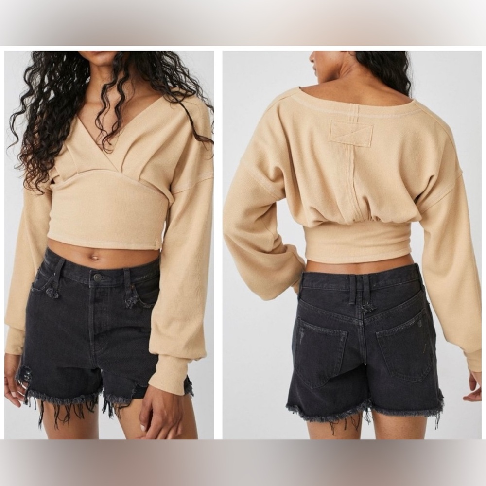 NWT. Free People All Nighter Tee NWT, Retail $68 in Mustard Seed, Size Large